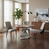 Modern Gathering Table: Some lifestyle images are created with AI for visualization purposes. Crafted from natural solid wood, each piece is unique and will vary.