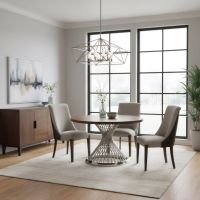 Contemporary Dining Table: Some lifestyle images are created with AI for visualization purposes. Crafted from natural solid wood, each piece is unique and will vary.