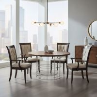 Round Dining Table: Some lifestyle images are created with AI for visualization purposes. Crafted from natural solid wood, each piece is unique and will vary.