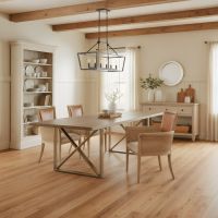 Metal Base Dining Table: Some lifestyle images are created with AI for visualization purposes. Crafted from natural solid wood, each piece is unique and will vary.