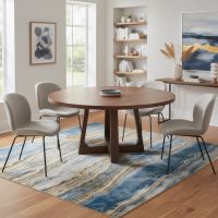 Modern Rustic Dining Table: Some lifestyle images are created with AI for visualization purposes. Crafted from natural solid wood, each piece is unique and will vary.