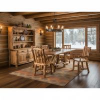 Rustic dining Table: Some lifestyle images are created with AI for visualization purposes. Crafted from natural solid wood, each piece is unique and will vary.