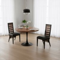 Wood Dining Table: Some lifestyle images are created with AI for visualization purposes. Crafted from natural solid wood, each piece is unique and will vary.