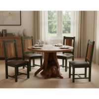 Rustic Dining Table: Some lifestyle images are created with AI for visualization purposes. Crafted from natural solid wood, each piece is unique and will vary.