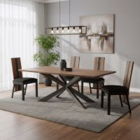 Wood Dining Table: Some lifestyle images are created with AI for visualization purposes. Crafted from natural solid wood, each piece is unique and will vary.