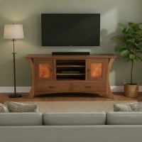 Rustic TV Stand: Some lifestyle images are created with AI for visualization purposes. Crafted from natural solid wood, each piece is unique and will vary.