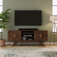Entertainment Center: Some lifestyle images are created with AI for visualization purposes. Crafted from natural solid wood, each piece is unique and will vary.