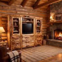 Rustic TV Stand: Some lifestyle images are created with AI for visualization purposes. Crafted from natural solid wood, each piece is unique and will vary.