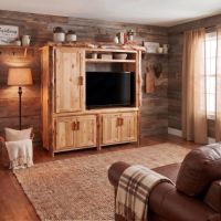 Rustic TV Stand: Some lifestyle images are created with AI for visualization purposes. Crafted from natural solid wood, each piece is unique and will vary.