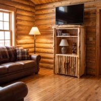 Rustic Entertainment Center: Some lifestyle images are created with AI for visualization purposes. Crafted from natural solid wood, each piece is unique and will vary.