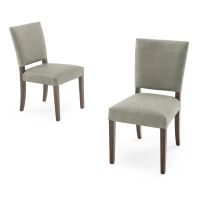 Elegant Angled Back Dining Chair - Pencil Grey Leather