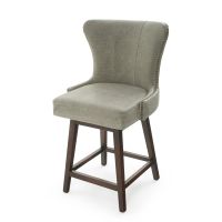 Elegant Curved Back Leather Counter Stool - Pencil Grey Leather
