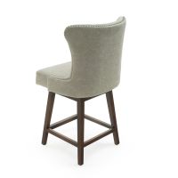 Elegant Curved Back Leather Counter Stool - Pencil Grey Leather
