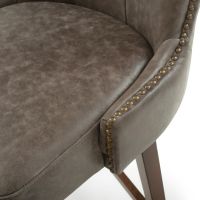 Elegant Curved Back Leather Counter Stool - Magnet Grey Leather