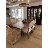 Elk Lake Live Edge Natural Wood Stump Dining Table - Black Walnut Table Top - Natural Clear Table Top Finish - Natural Stumps