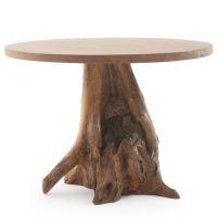 Elk Lake Round Natural Wood Stump Dining Table - Dark Stump