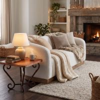 Modern Copper End Table: Some lifestyle images are created with AI for visualization purposes. Crafted from natural solid wood, each piece is unique and will vary.