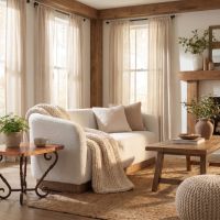 Copper End Table: Some lifestyle images are created with AI for visualization purposes. Crafted from natural solid wood, each piece is unique and will vary.