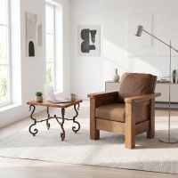 Copper End Table: Some lifestyle images are created with AI for visualization purposes. Crafted from natural solid wood, each piece is unique and will vary.