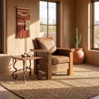 Rustic End Table: Some lifestyle images are created with AI for visualization purposes. Crafted from natural solid wood, each piece is unique and will vary.