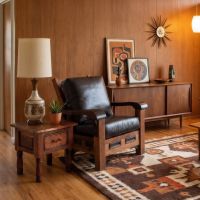 Copper and Wood End Table: Some lifestyle images are created with AI for visualization purposes. Crafted from natural solid wood, each piece is unique and will vary.