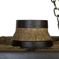 Large Faux Wagon Wheel Chandelier with Downlights