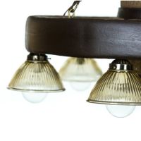 Small Faux Wagon Wheel Chandelier with Downlights