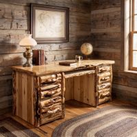 Log Desk: Some lifestyle images are created with AI for visualization purposes. Crafted from natural solid wood, each piece is unique and will vary.