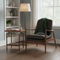 Modern End Table: Some lifestyle images are created with AI for visualization purposes. Crafted from natural solid wood, each piece is unique and will vary.