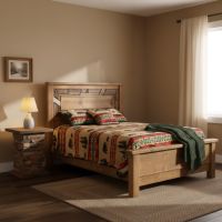 Stacked Wood End Table: Some lifestyle images are created with AI for visualization purposes. Crafted from natural solid wood, each piece is unique and will vary.