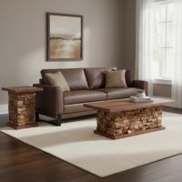 End Table: Some lifestyle images are created with AI for visualization purposes. Crafted from natural solid wood, each piece is unique and will vary.