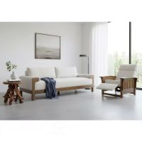Log End Table: Some lifestyle images are created with AI for visualization purposes. Crafted from natural solid wood, each piece is unique and will vary.