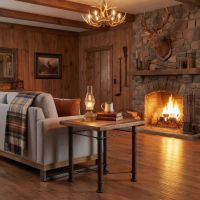 Barn Wood End Table: Some lifestyle images are created with AI for visualization purposes. Crafted from natural solid wood, each piece is unique and will vary.
