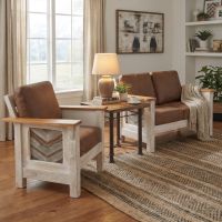 Barn Wood End Table: Some lifestyle images are created with AI for visualization purposes. Crafted from natural solid wood, each piece is unique and will vary.
