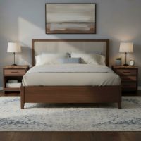 Wood End Table: Some lifestyle images are created with AI for visualization purposes. Crafted from natural solid wood, each piece is unique and will vary.