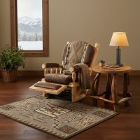 Rustic End Table: Some lifestyle images are created with AI for visualization purposes. Crafted from natural solid wood, each piece is unique and will vary.