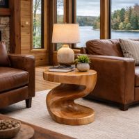 Handcrafted Wood Table: Some lifestyle images are created with AI for visualization purposes. Crafted from natural solid wood, each piece is unique and will vary.