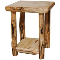 Beartooth Aspen Log Night Table - Natural Panel & Gnarly Log