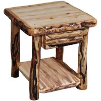 Beartooth Aspen 1 Drawer Log Nightstand - Half Log Drawer - Wild Panel & Gnarly Log