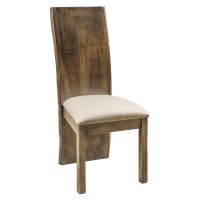 Evergreen Single Bend Dining Chair - Bel Air Finish - Linen Fabric Upholstered Seat