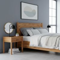 Rustic Cherry Nightstand: Some lifestyle images are created with AI for visualization purposes. Crafted from natural solid wood, each piece is unique and will vary.