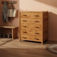 Cherry Chest: Some lifestyle images are created with AI for visualization purposes. Crafted from natural solid wood, each piece is unique and will vary.