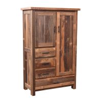 Rustic Farmstead Barn Wood Armoire - No Mirror - Clear Finish