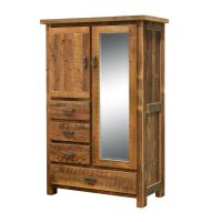 Rustic Farmstead Barn Wood Armoire - Added Mirror - Clear Finish