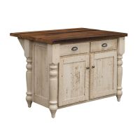 Classic Farmhouse Barn Wood Kitchen Island - 48" - Distressed Pearl Finish