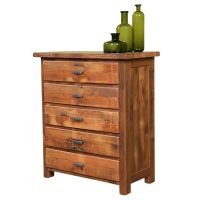 Rustic Farmstead Barn Wood Chest of Drawers - 5 Drawer - Clear Finish