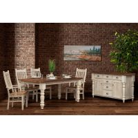 Classic Farmhouse Barn Wood Dining Collection - Distressed Pearl Base Finish