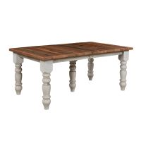 Classic Farmhouse Barn Wood Dining Table - Extendable - Distressed Pearl Base Finish