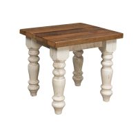 Classic Farmhouse Barn Wood End Table - Distressed Pearl Finish