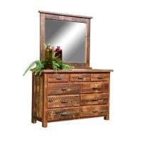 Rustic Farmstead Barn Wood Dresser - 9 Drawer - Clear Finish - Optional Mirror